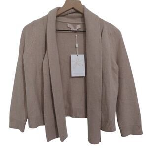 Gal Meets Glam Womens Sz S Blush Spar Taupe Open Front Cardigan Soft Knit Cozy